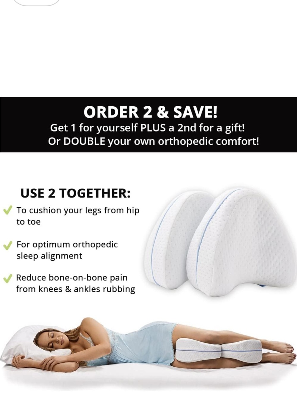 Sleeper White Orthopedic Knee Pillow Set